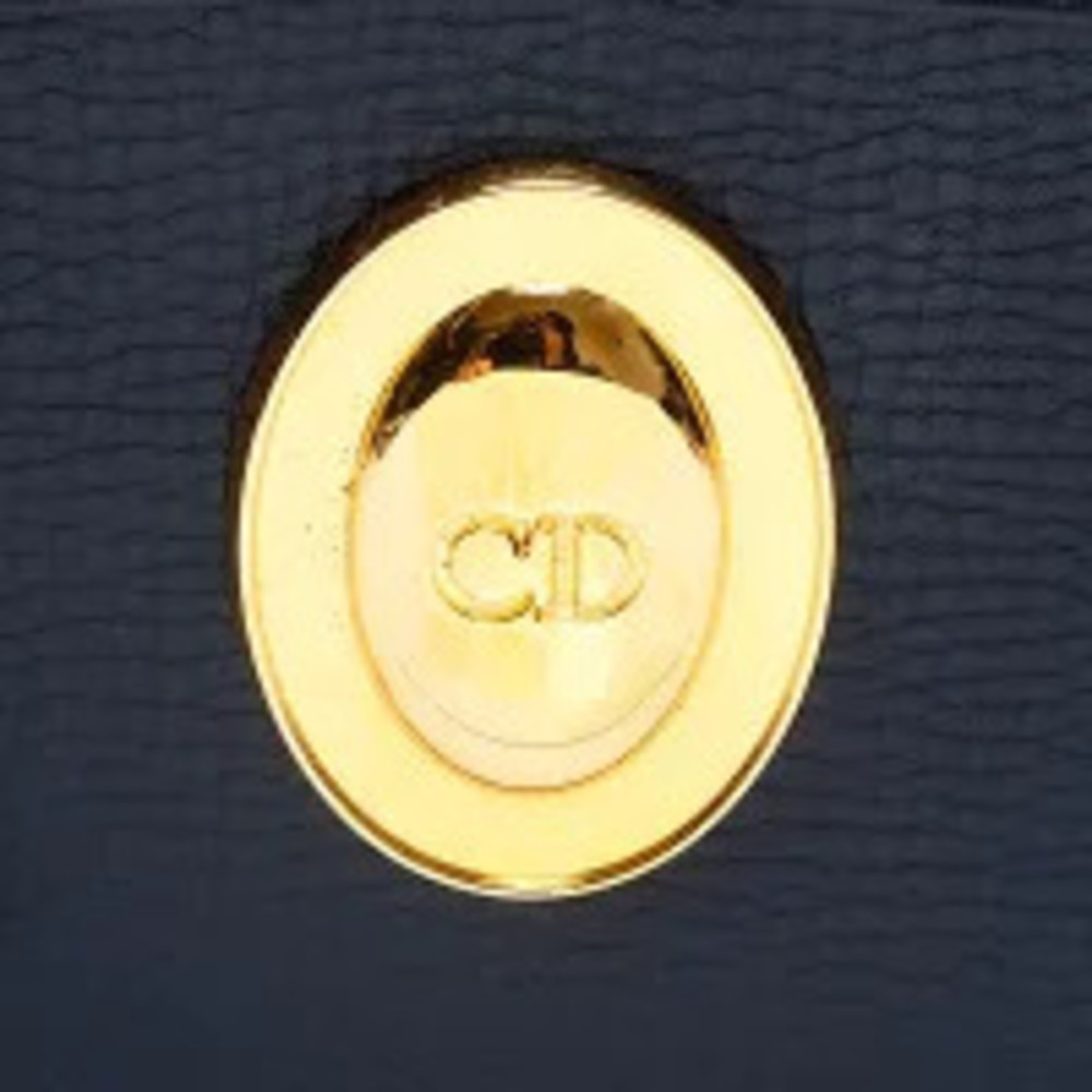 Christian Dior CD Oval Logo Plate Shoulder Bag Navy Blue - Picture 9 of 13